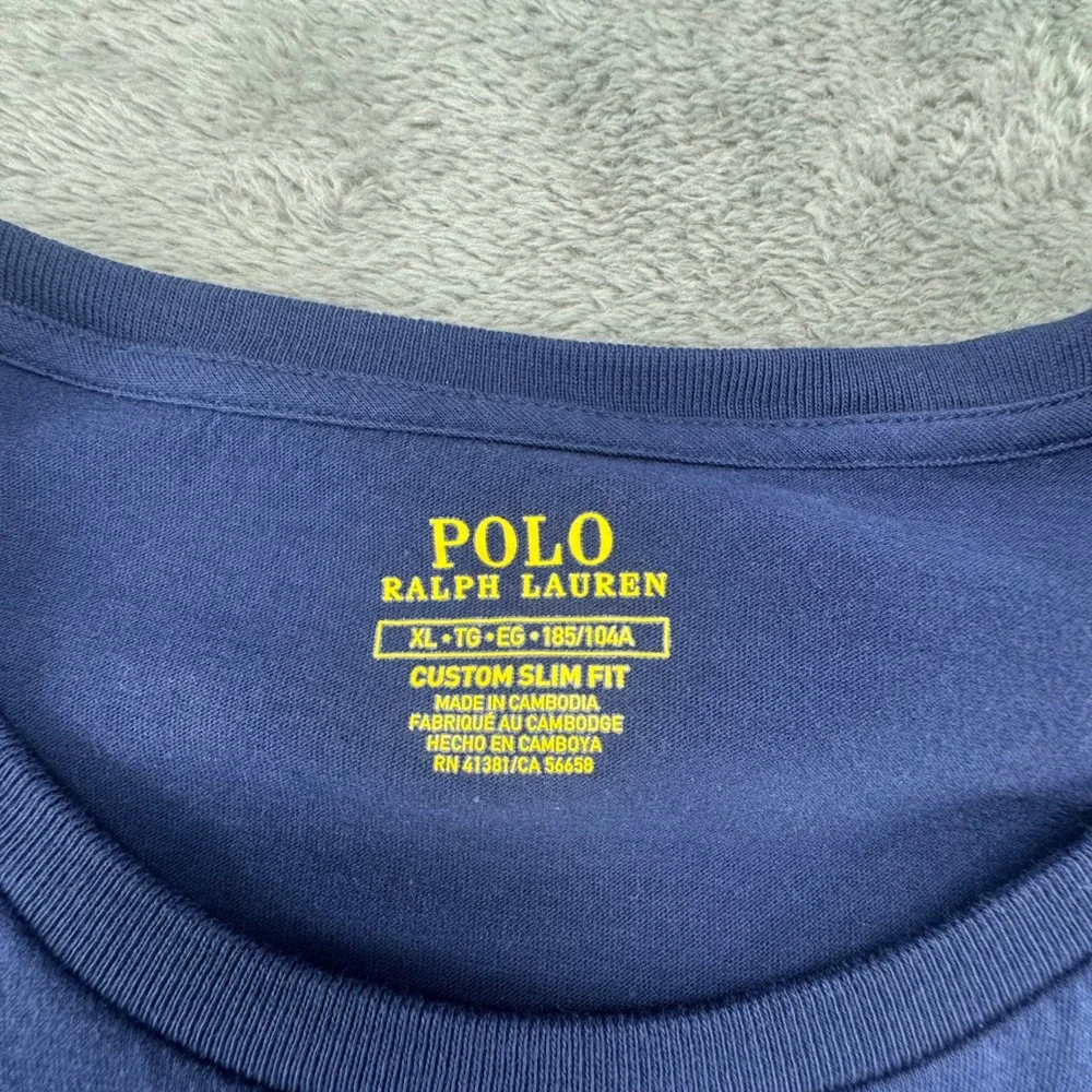 Polo Ralph Lauren Long Sleeve T-Shirt Mens XL‎ Navy Blue Excellent Slim Fit